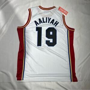 MTV Rock N Jock Basketball Jersey Mens Large White Aaliyah Brick Layers 1996